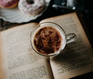 Preview wallpaper coffee, mug, book, donuts, dessert, camera