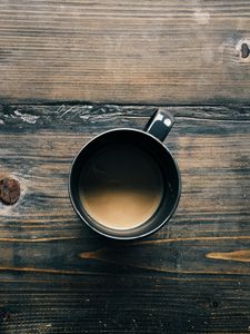 Preview wallpaper coffee, mug, table, wooden