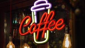 Preview wallpaper coffee, neon, signboard, word