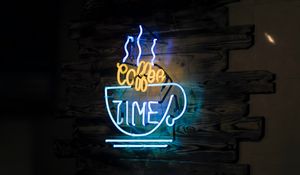 Preview wallpaper coffee, neon, text, glow, light