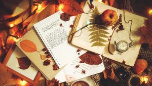 Preview wallpaper coffee, notebook, autumn, text, inscription