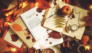 Preview wallpaper coffee, notebook, autumn, text, inscription