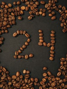 Preview wallpaper coffee, numbers, grains