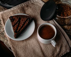 Preview wallpaper coffee, pie, dessert, breakfast