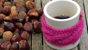 Preview wallpaper coffee, scarf, mug, nuts
