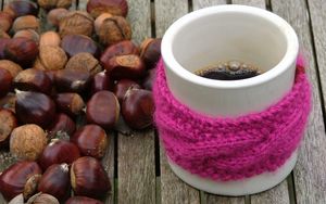 Preview wallpaper coffee, scarf, mug, nuts