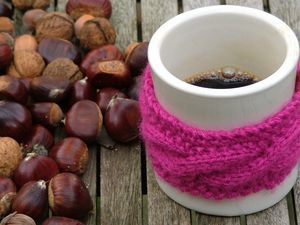 Preview wallpaper coffee, scarf, mug, nuts