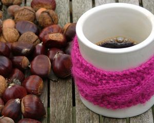 Preview wallpaper coffee, scarf, mug, nuts