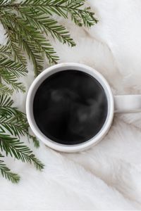 Preview wallpaper coffee, spruce, needles, white