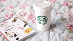 Preview wallpaper coffee, starbucks, book, bed linen, mood