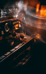 Preview wallpaper coffeehouse, coffee, coffee maker, dark, blur