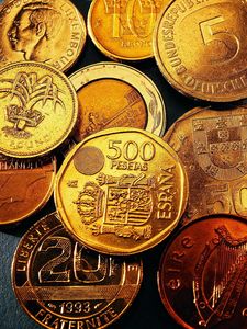 Preview wallpaper coins, different, denomination, date, money