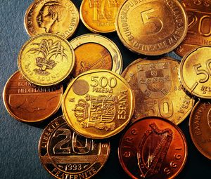 Preview wallpaper coins, different, denomination, date, money