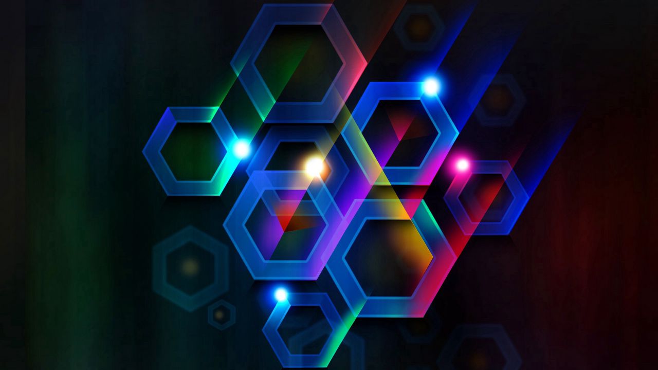 Wallpaper color, hexagon, cell, volume, lines, rays