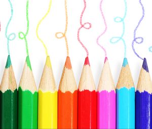 Preview wallpaper colored pencils, colors, paint, white background