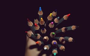 Preview wallpaper colored pencils, hand, shadow