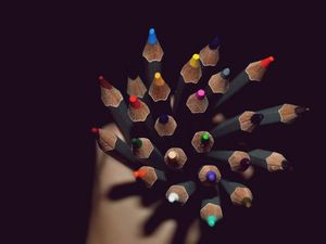 Preview wallpaper colored pencils, hand, shadow