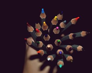 Preview wallpaper colored pencils, hand, shadow