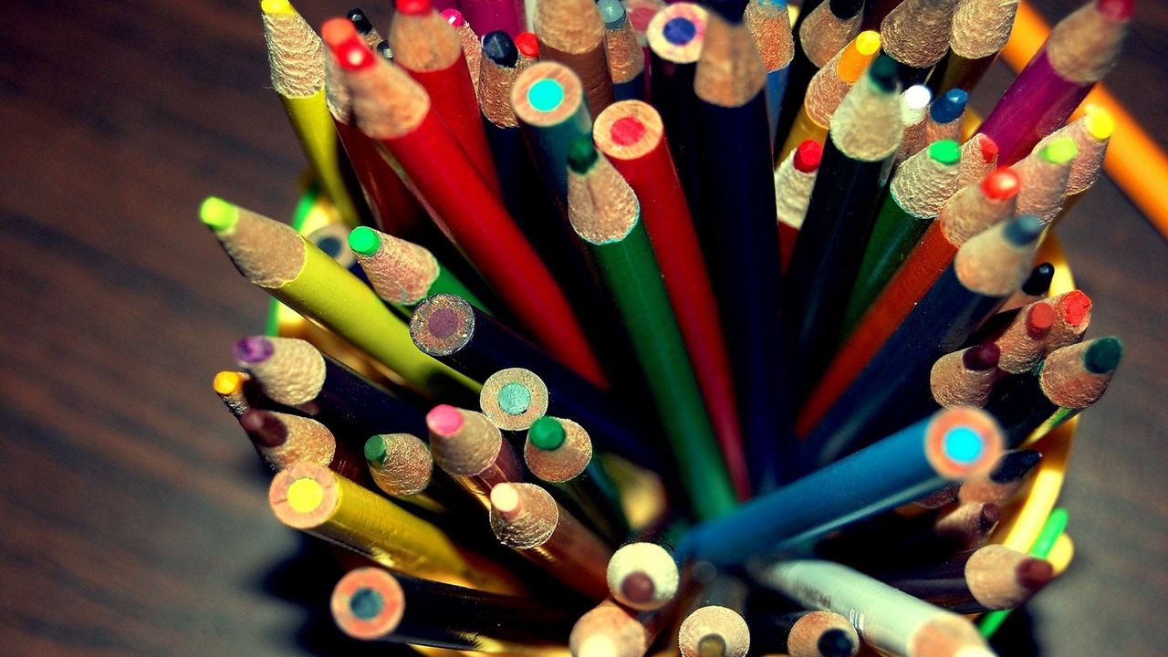 Wallpaper colored pencils, set, glass, art