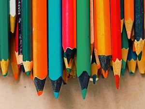 Preview wallpaper colored pencils, set, multicolored, sharpened