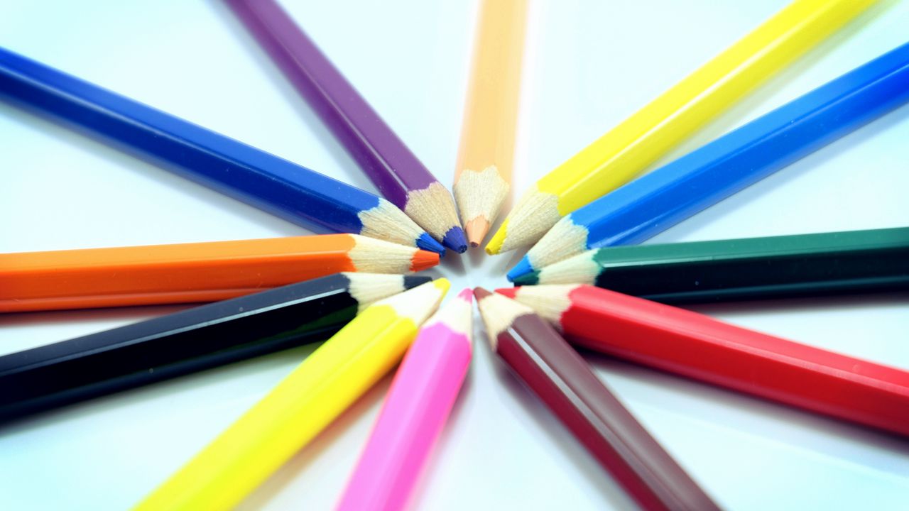 Wallpaper colored pencils, set, sharpened
