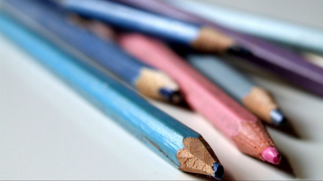 Wallpaper colored pencils, set, spike, sharpened