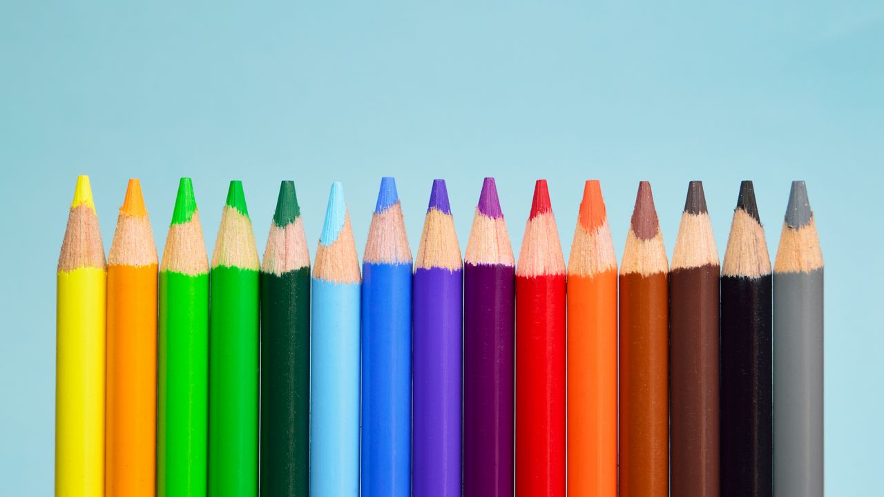 Wallpaper colored pencils, sharpened, set