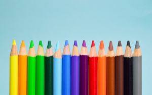 Preview wallpaper colored pencils, sharpened, set