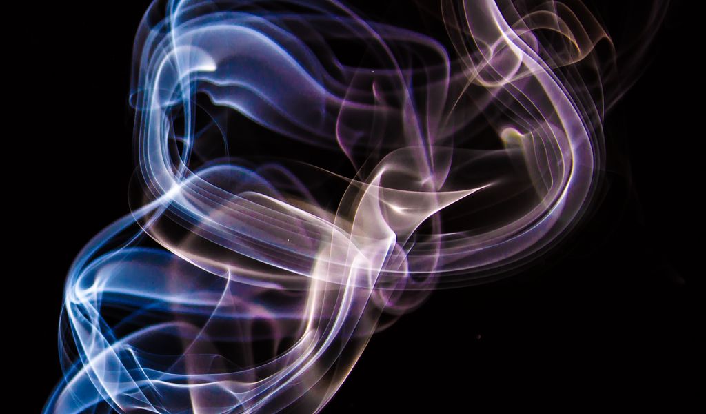 1024x600 Wallpaper colored smoke, black, abstraction