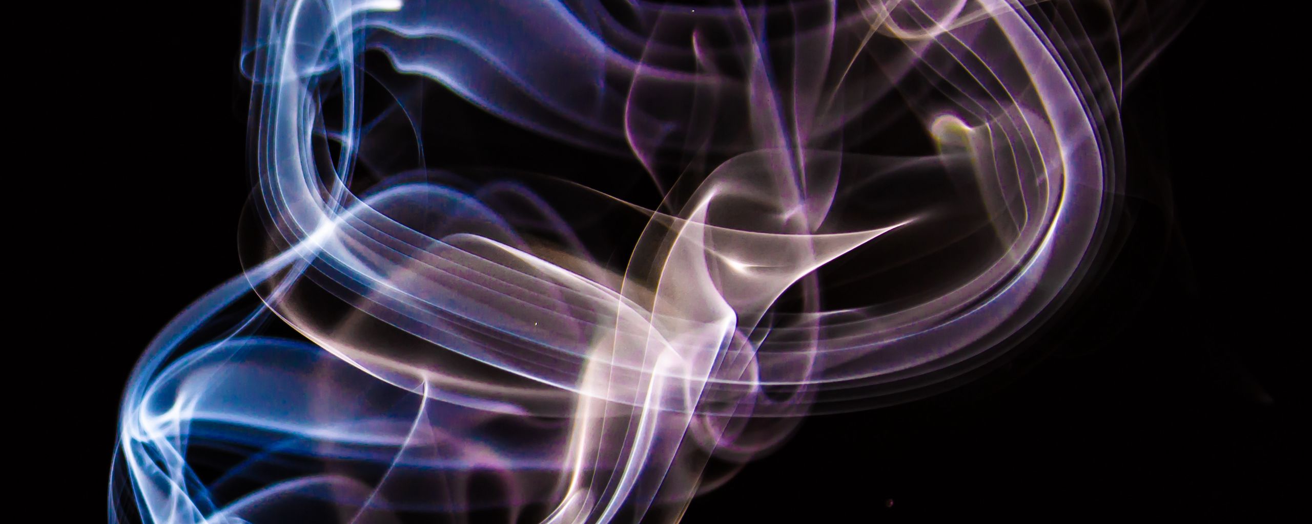 2560x1024 Wallpaper colored smoke, black, abstraction