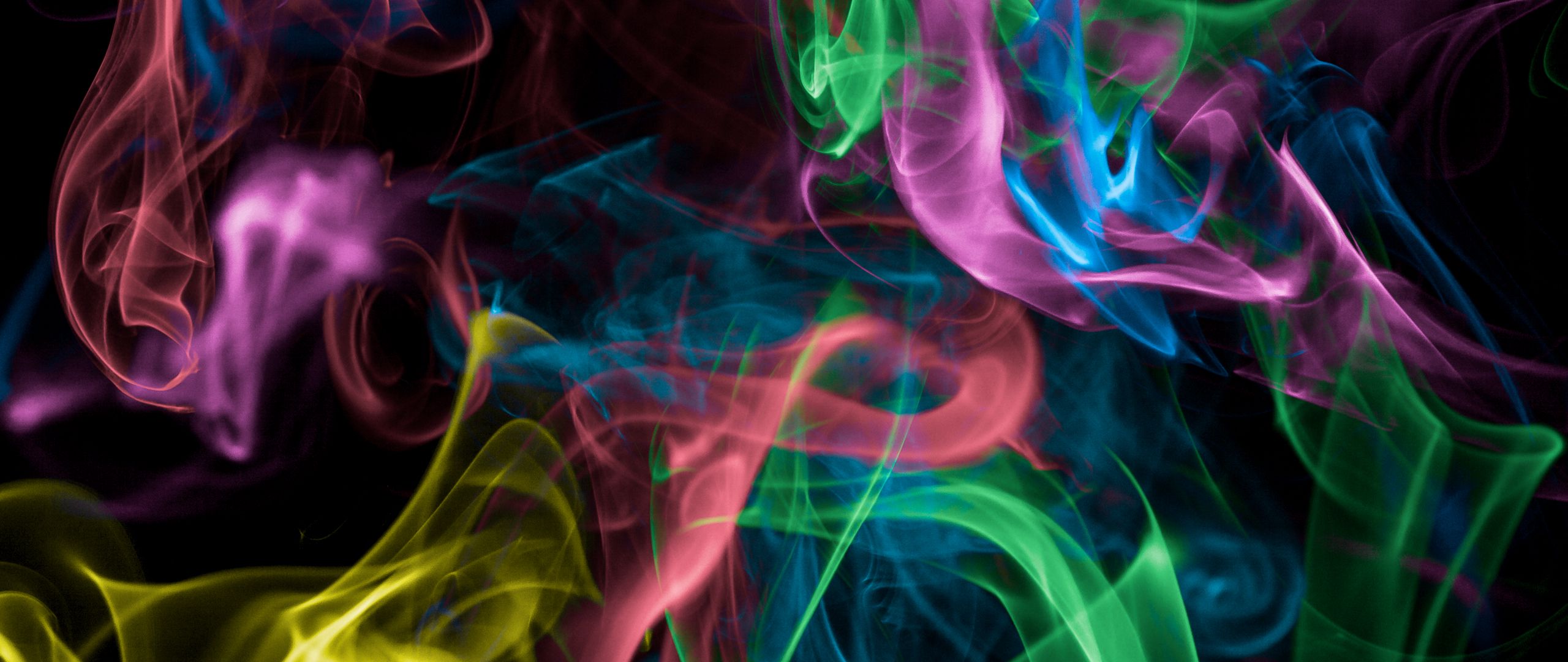 Download wallpaper 2560x1080 colored smoke, smoke, colorful, dark dual ...