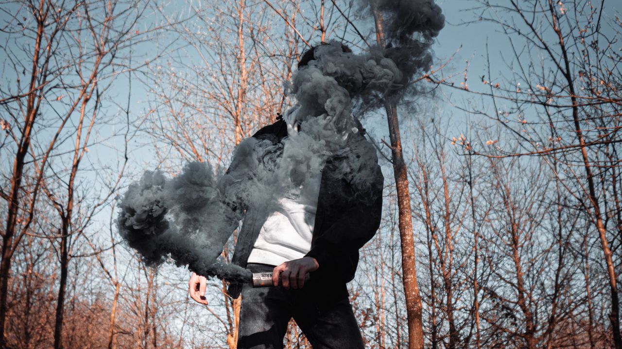 Wallpaper colored smoke, sneakers, man