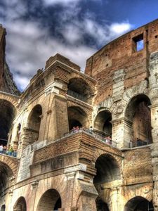 Preview wallpaper colosseum, italy, people, sky