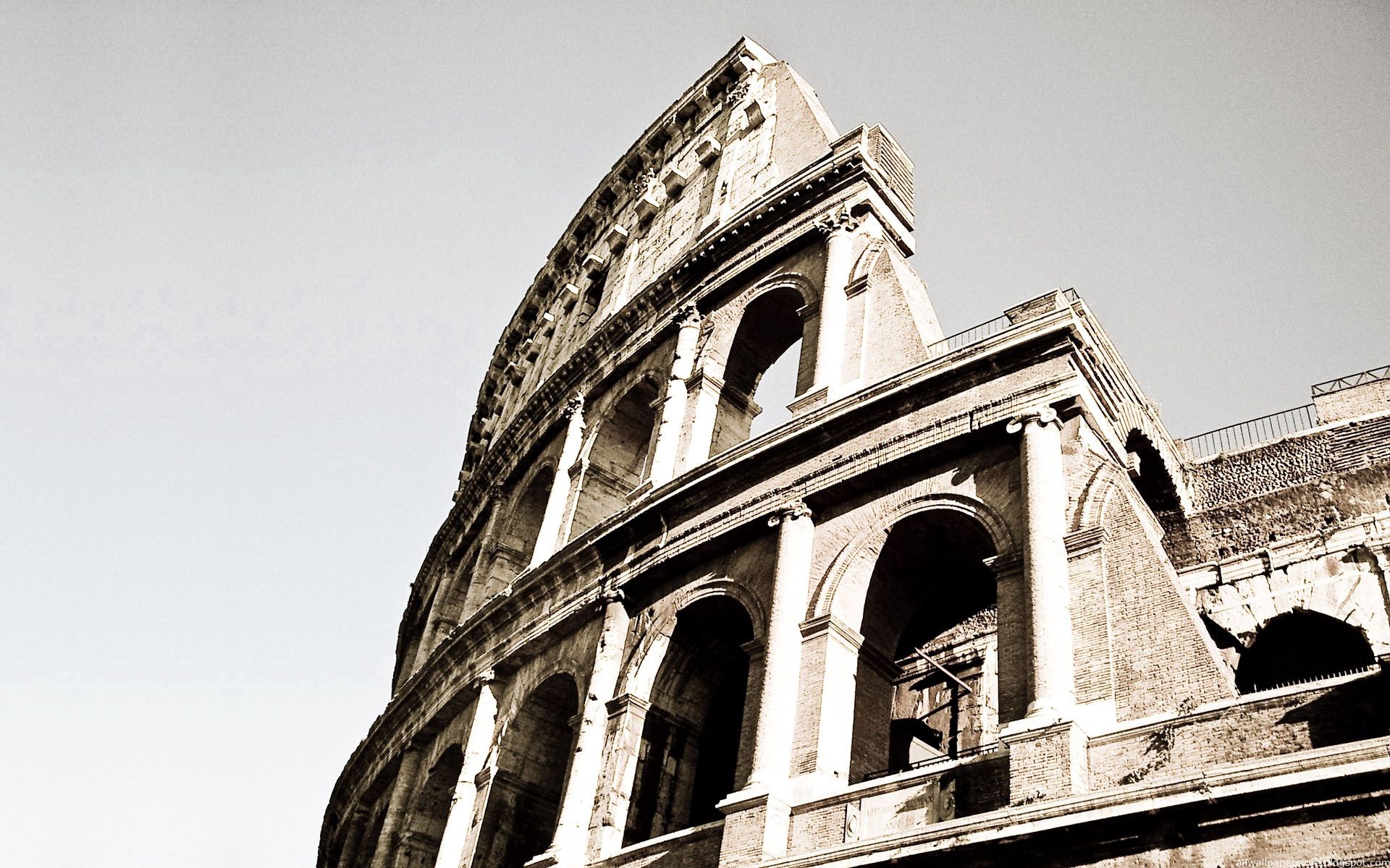 Download wallpaper 1920x1200 colosseum, rome, italy, black white, old