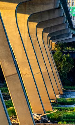 240x400 Wallpaper columns, bridge, river, grass, city