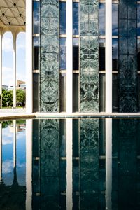 Preview wallpaper columns, building, facade, architecture, water, reflection