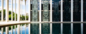 Preview wallpaper columns, building, facade, architecture, water, reflection
