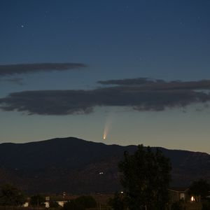 Preview wallpaper comet, meteorite, hills, bushes, evening