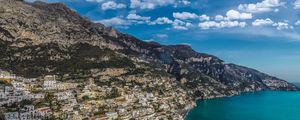 Preview wallpaper commune, coast, city, bay, buildings, architecture, positano, italy