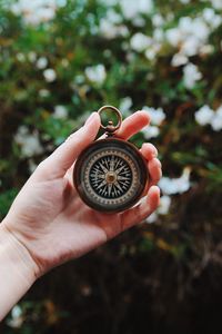 Preview wallpaper compass, hand, direction, branches, leaves