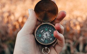 Preview wallpaper compass, hand, fingers, travel