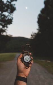 Preview wallpaper compass, hand, nature, travel