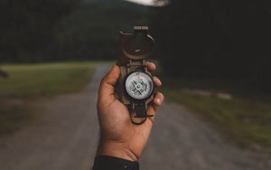 Preview wallpaper compass, hand, nature, travel