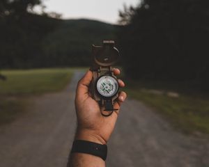 Preview wallpaper compass, hand, nature, travel