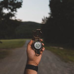 Preview wallpaper compass, hand, nature, travel