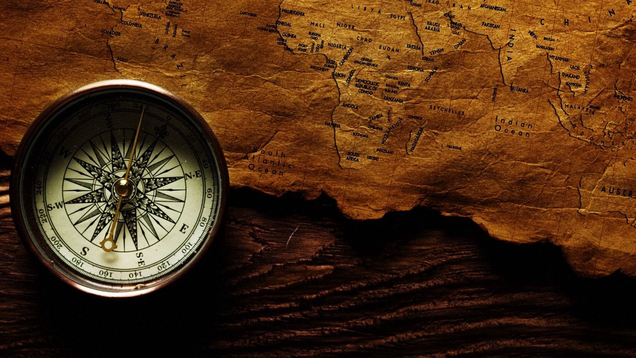 Wallpaper compass, map, shadow