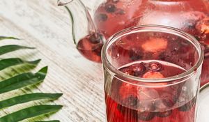 Preview wallpaper compote, kettle, glass, berries, drink