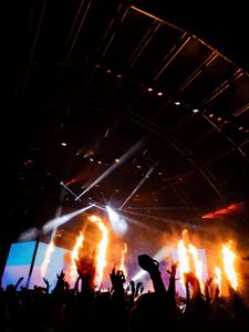 Preview wallpaper concert, stage, fire, spotlights, dark