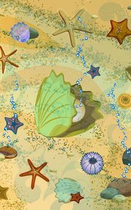 Preview wallpaper conch, pearls, underwater world, bubbles, art