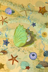 Preview wallpaper conch, pearls, underwater world, bubbles, art